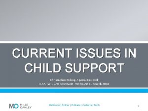 CURRENT ISSUES IN CHILD SUPPORT Christopher Bishop Special