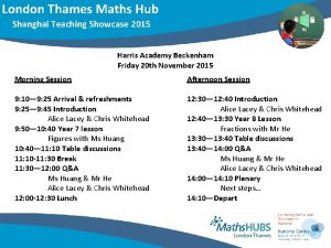 London Thames Maths Hub Shanghai Teaching Showcase 2015