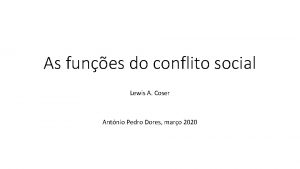 As funes do conflito social Lewis A Coser