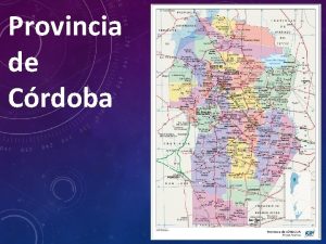 Provincia de Crdoba LOCALIDADES SUGERIDAS PARA LA PLANTACIN