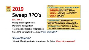 SEE NEW 2019 Sweep RPOs NEW 2019 6