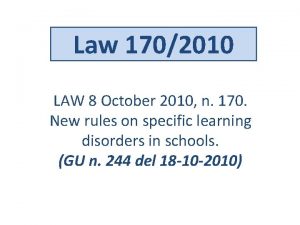 Law 1702010 LAW 8 October 2010 n 170