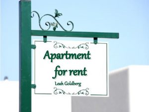 Apartment for rent Leah Goldberg Apartment for rent