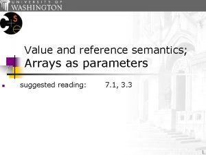 Value and reference semantics Arrays as parameters n