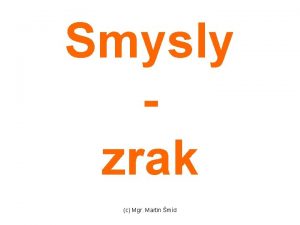 Smysly zrak c Mgr Martin md Motto Nic