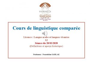 Cours de linguistique compare Licence Langue arabe et