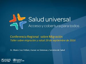 Conferencia Regional sobre Migracin Taller sobre migracin y