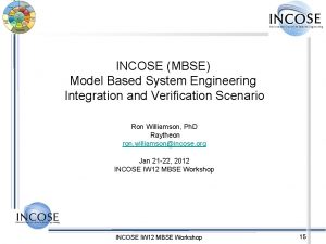 INCOSE MBSE Model Based System Engineering Integration and