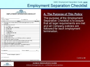 6600 Employment Separation Guide 6630 Employment Separation Checklist