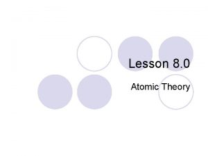 Lesson 8 0 Atomic Theory Atomic Theory 8