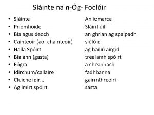 Slinte na ng Foclir Slinte Promhoide Bia agus