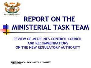 REPORT ON THE MINISTERIAL TASK TEAM REVIEW OF