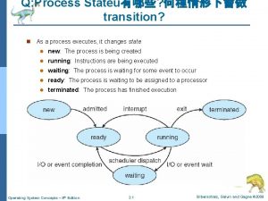 Q Process Stateu transition n As a process