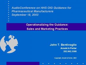 Audio Conference on HHS OIG Guidance for Pharmaceutical