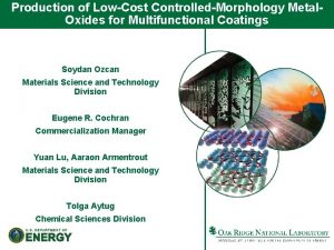 Production of LowCost ControlledMorphology Metal Oxides for Multifunctional