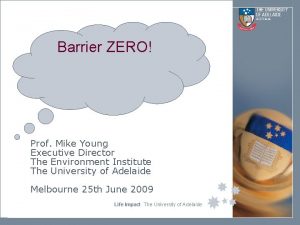Barrier ZERO Prof Mike Young Executive Director The