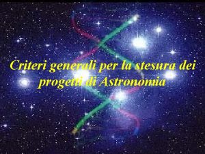 Criteri generali per la stesura dei progetti di