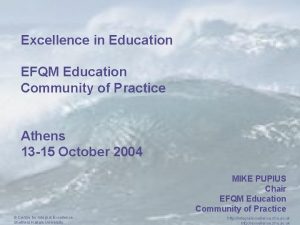 Excellence in Education EFQM Education Community of Practice