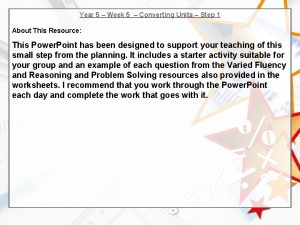 Year 5 Week 5 Converting Units Step 1