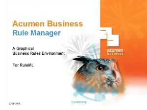 Acumen Business Rule Manager A Graphical Business Rules