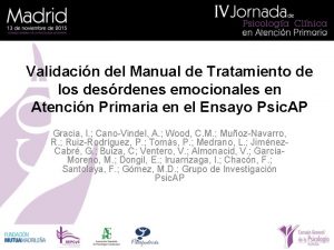 Validacin del Manual de Tratamiento de los desrdenes