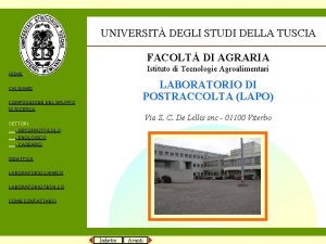 UNIVERSIT DEGLI STUDI DELLA TUSCIA FACOLT DI AGRARIA