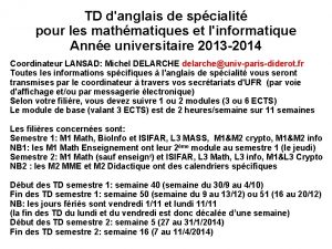 TD danglais de spcialit pour les mathmatiques et