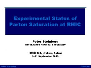 Experimental Status of Parton Saturation at RHIC Peter