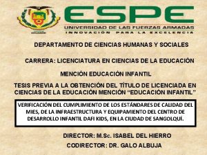 DEPARTAMENTO DE CIENCIAS HUMANAS Y SOCIALES CARRERA LICENCIATURA