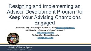 Designing and Implementing an Advisor Development Program to