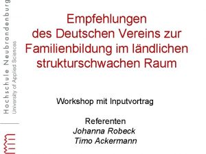 Empfehlungen des Deutschen Vereins zur Familienbildung im lndlichen