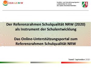 Der Referenzrahmen Schulqualitt NRW 2020 als Instrument der