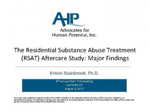 The Residential Substance Abuse Treatment RSAT Aftercare Study