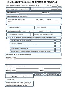 PLANILLA DE EVALUACIN DE INFORME DE PASANTIAS FACULTAD