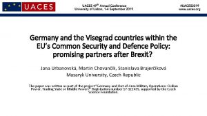 Germany and the Visegrad countries within the EUs