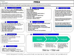 FMEA Forml At fejlsikre ved hjlp af en