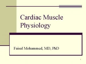 Cardiac Muscle Physiology Faisal Mohammed MD Ph D