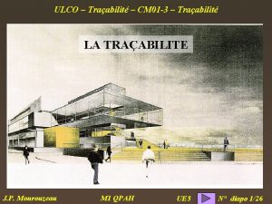 ULCO Traabilit CM 01 3 Traabilit LA TRAABILITE