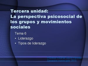 Tercera unidad La perspectiva psicosocial de los grupos