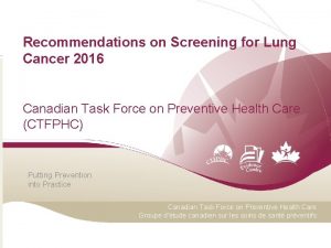 Recommendations on Screening for Lung Cancer 2016 Canadian