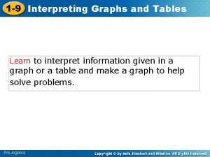 1 9 Interpreting Graphs and Tables Learn to