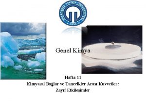 Genel Kimya Hafta 11 Kimyasal Balar ve Tanecikler