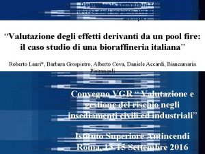 Dipartimento Innovazioni Tecnologiche e Sicurezza degli Impianti Prodotti