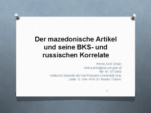 Der mazedonische Artikel und seine BKS und russischen