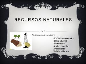 RECURSOS NATURALES Presentacin Unidad 3 ECOLOGIA unidad 3