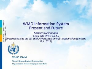 WMO Information System Present and Future Matteo DellAcqua