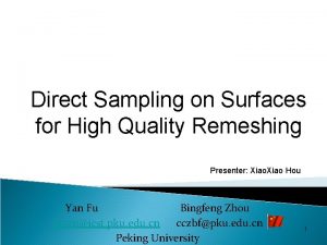 Direct Sampling on Surfaces for High Quality Remeshing