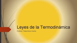 Leyes de la Termodinmica Profesor Felipe Bravo Huerta