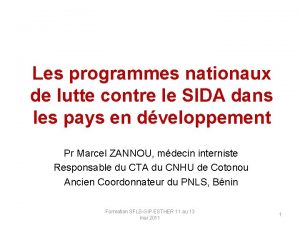 Les programmes nationaux de lutte contre le SIDA