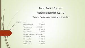 Temu Balik Informasi Materi Pertemuan Ke 9 Temu